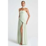 Women's Tube Top Solid Color Slit Dress - 图片 8